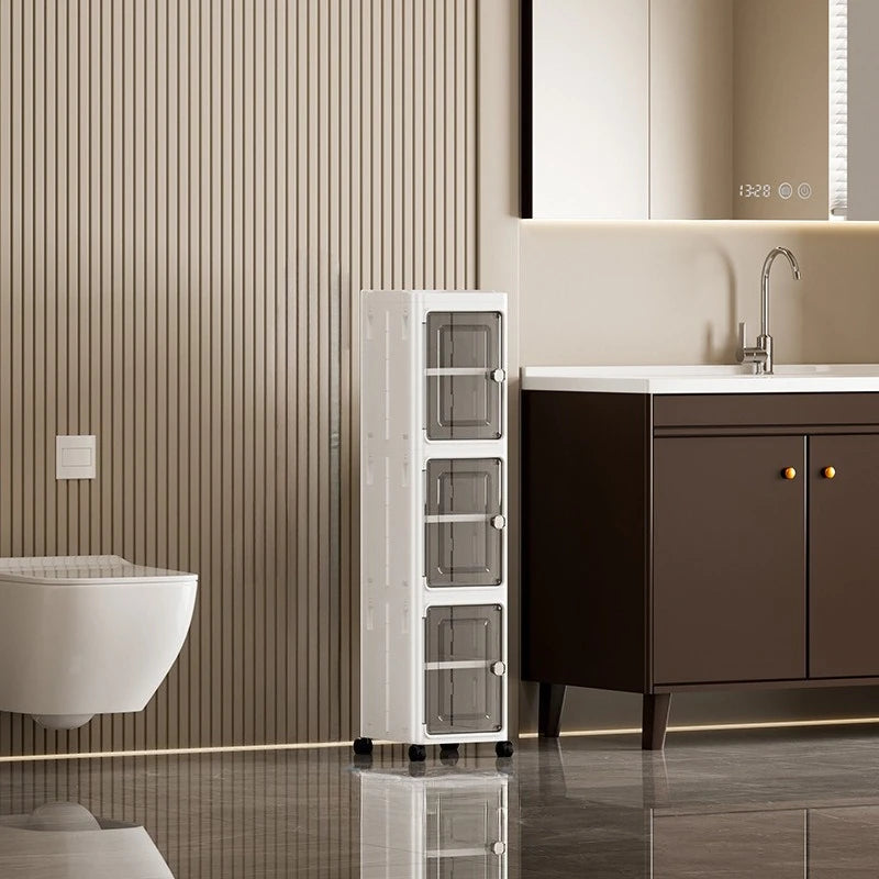 Nifogo 5 Tier Slim Rolling Storage Cabinet With Clear Doors