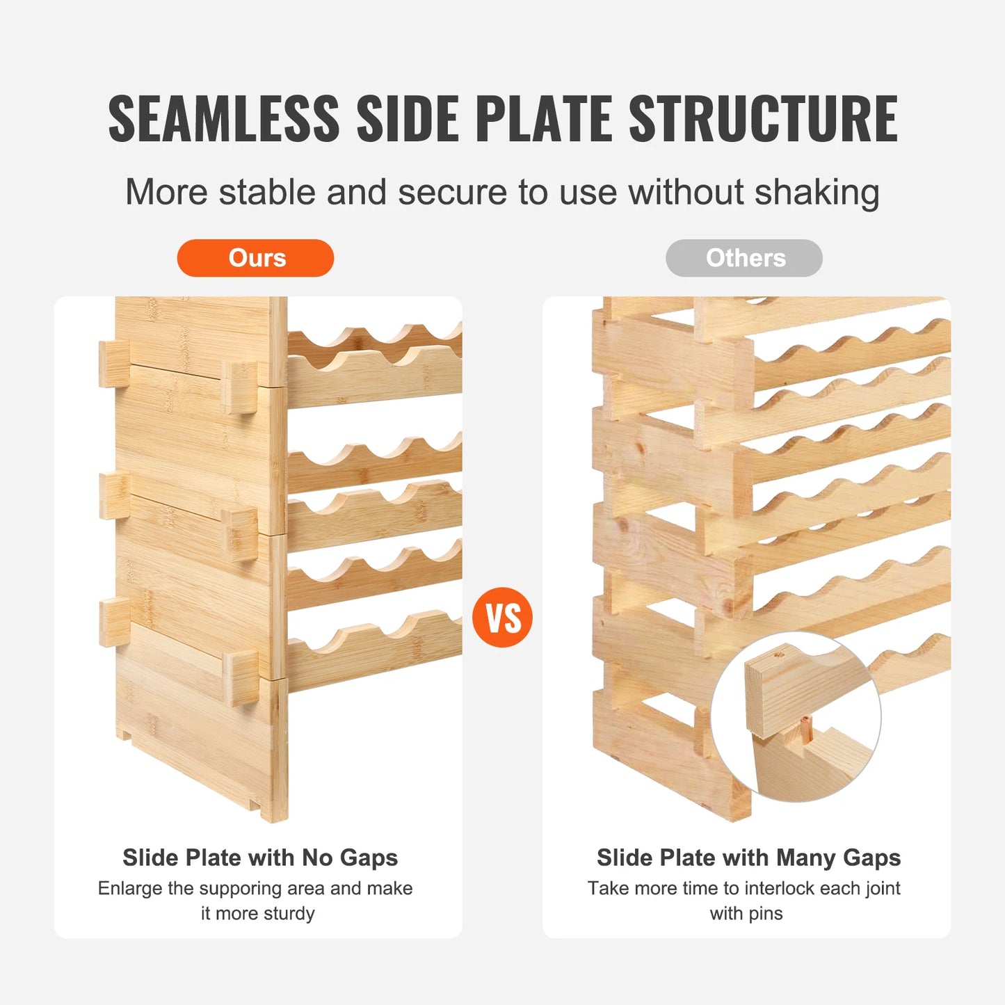 SucceBuy 8 Tier Bamboo Stackable Wine Rack Free Standing Storage - Home and Haven Store