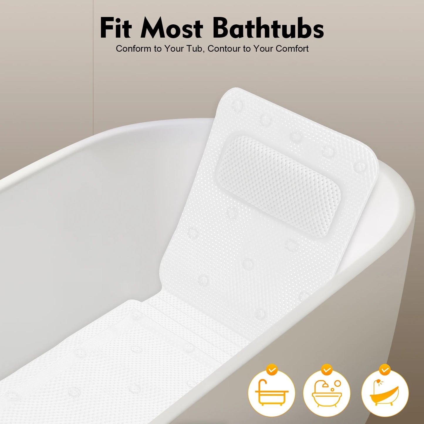 Bathtub Mat With Pillow PVC Bath Cushion Lightweight And Washable - Home and Haven Store