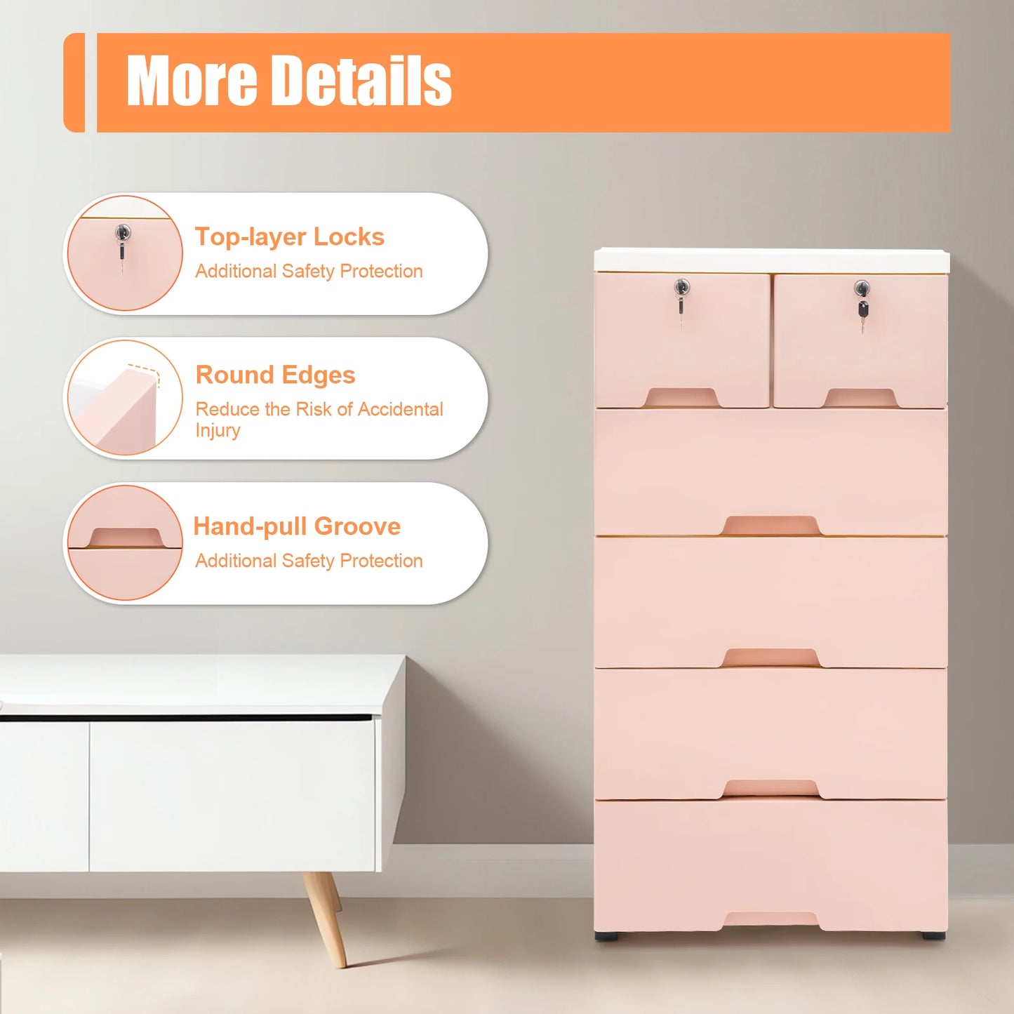 Plastic 5-Tier Storage Cabinet With 6 Lockable Drawers - Home and Haven Store