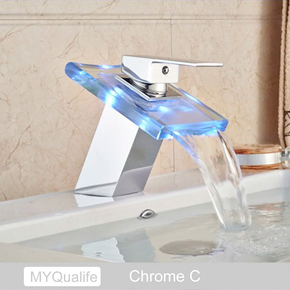 MYQualife Single Handle Led Color Changing Basin Faucet