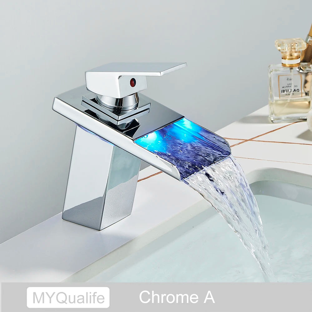 MYQualife Single Handle Led Color Changing Basin Faucet