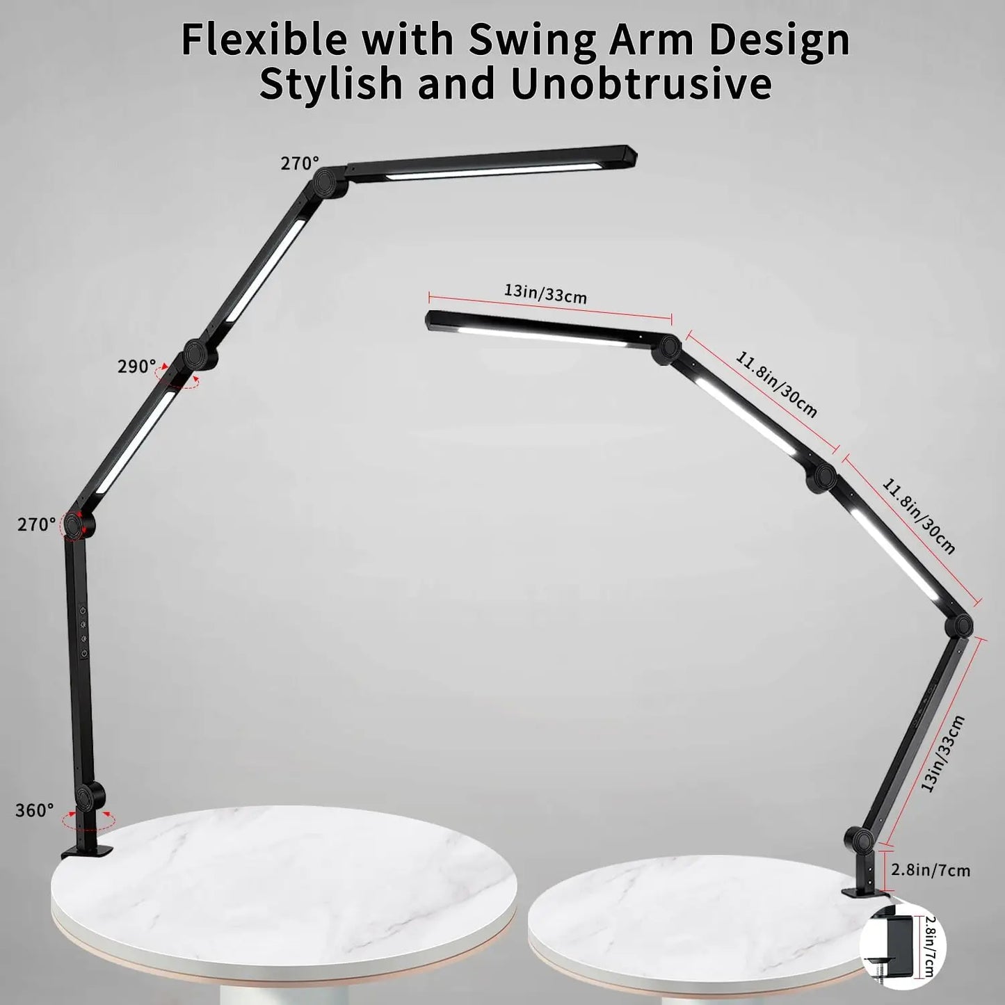 LED Desk Lamp With Flexible Swing Arm And Touch Control