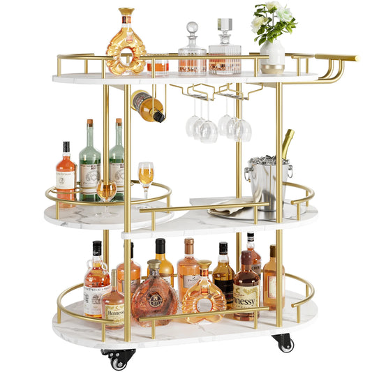 TWISTER.CK Four Tier Bar Cart With Wine Rack On Wheels