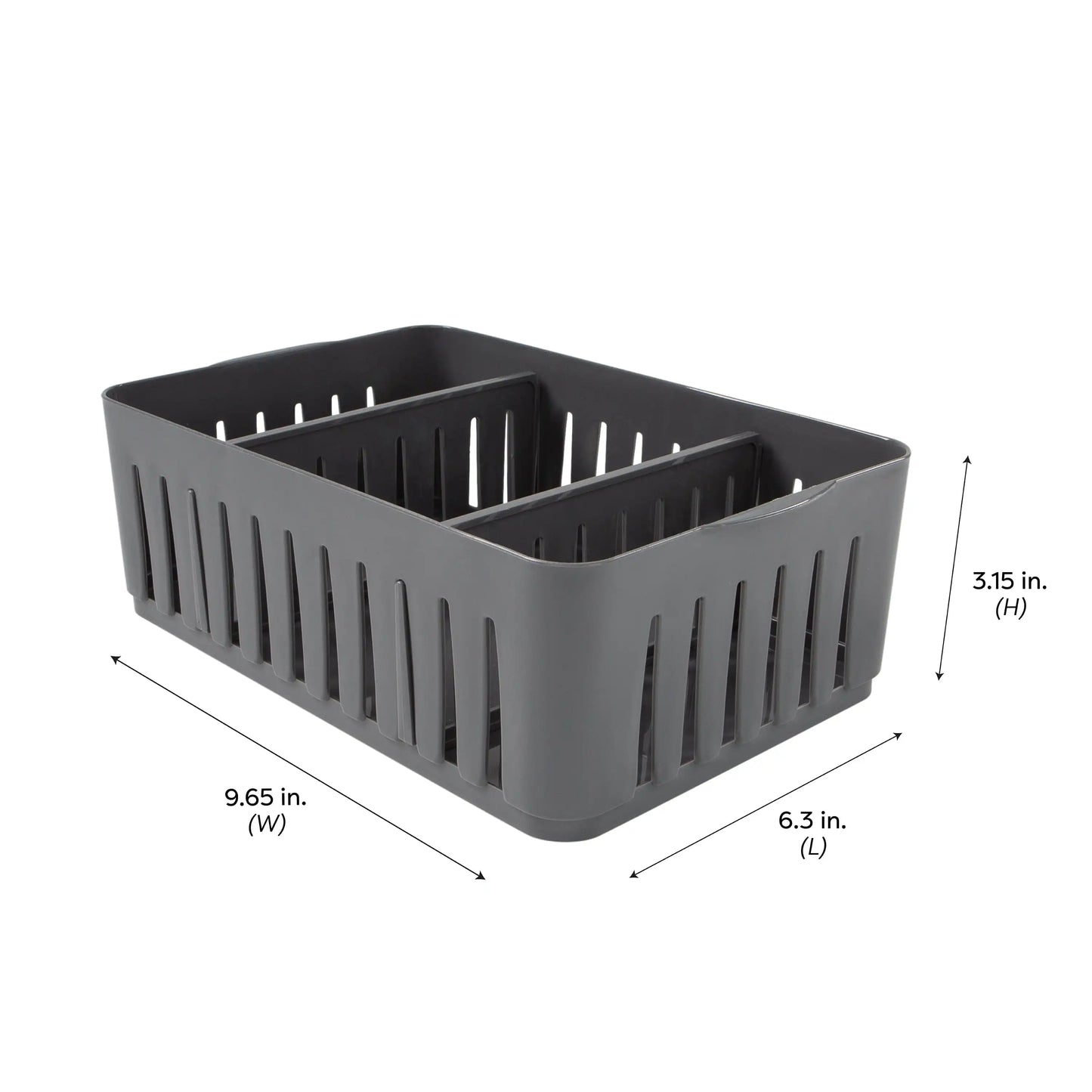 Stackable Plastic Organizer Bin With Adjustable Dividers