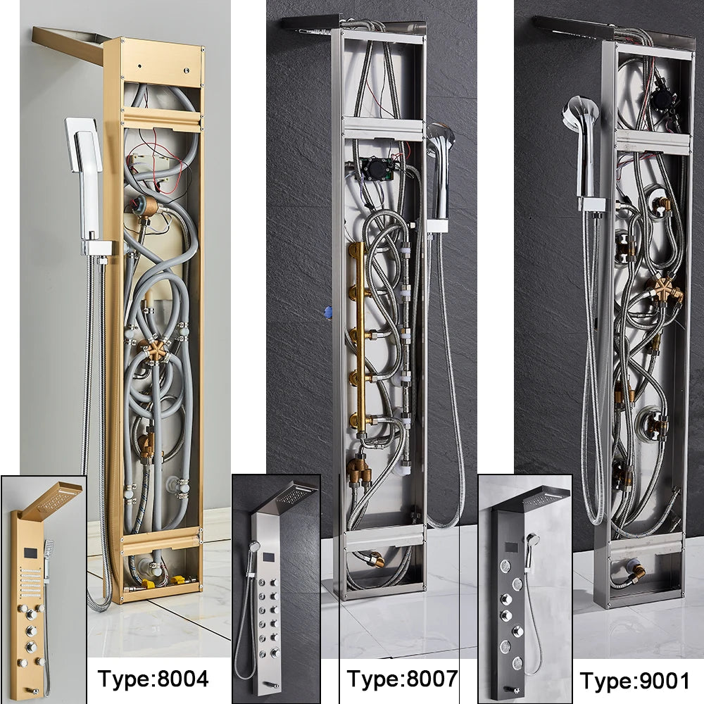 Uythner Led Shower Panel Column With Temperature Display Hand Shower