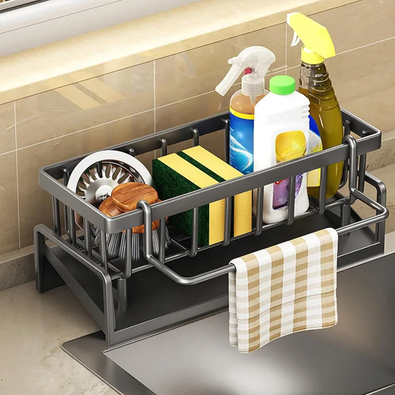 Stainless Steel Kitchen Sink Organizer With Tilted Drainage Rack