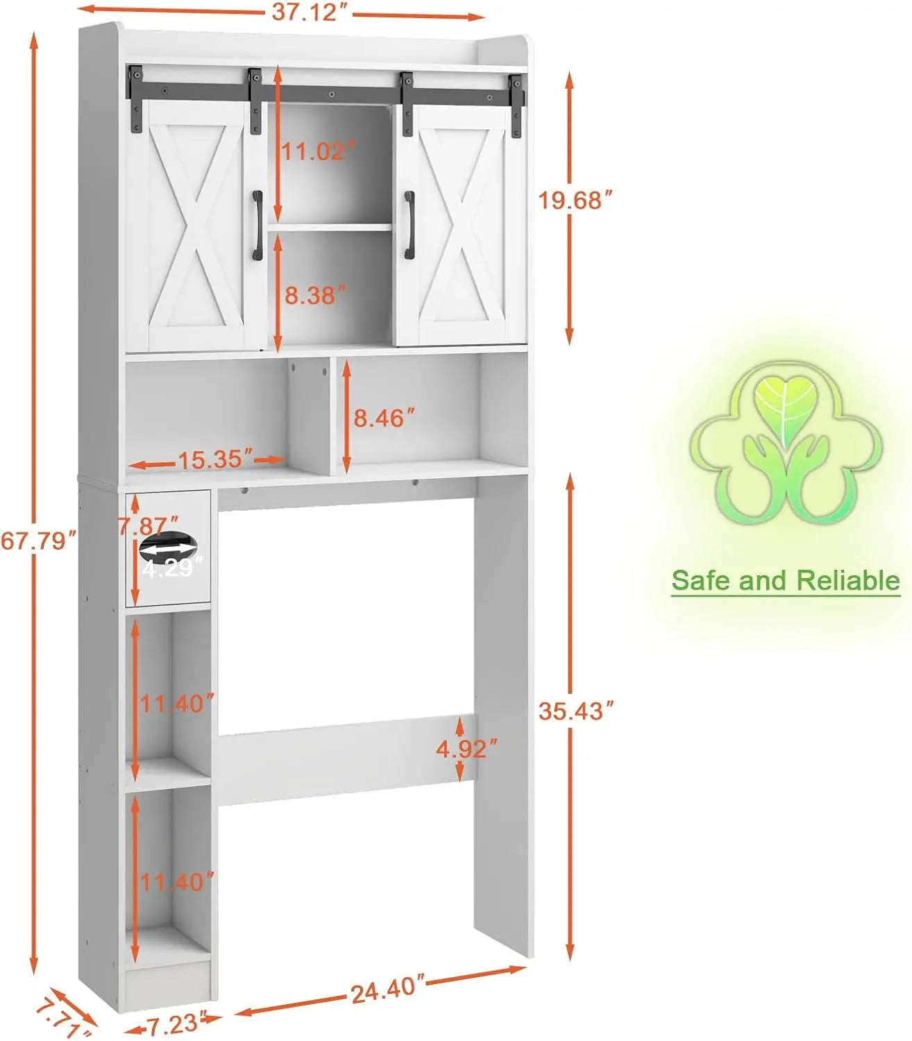 Over The Toilet Farmhouse Storage Cabinet With Sliding Doors - Home and Haven Store