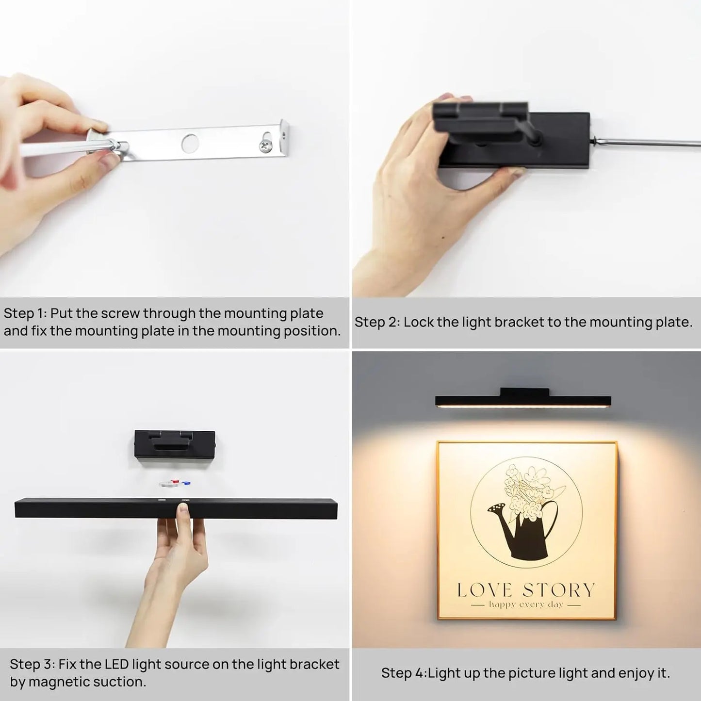 PRTILOUD Wireless Picture Light With Remote Control And Dimming