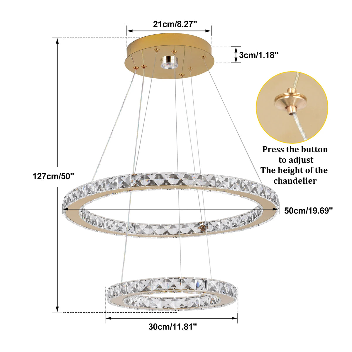 Vinilky Iron Crystal Pendant Chandelier With Lustre And Remote Control