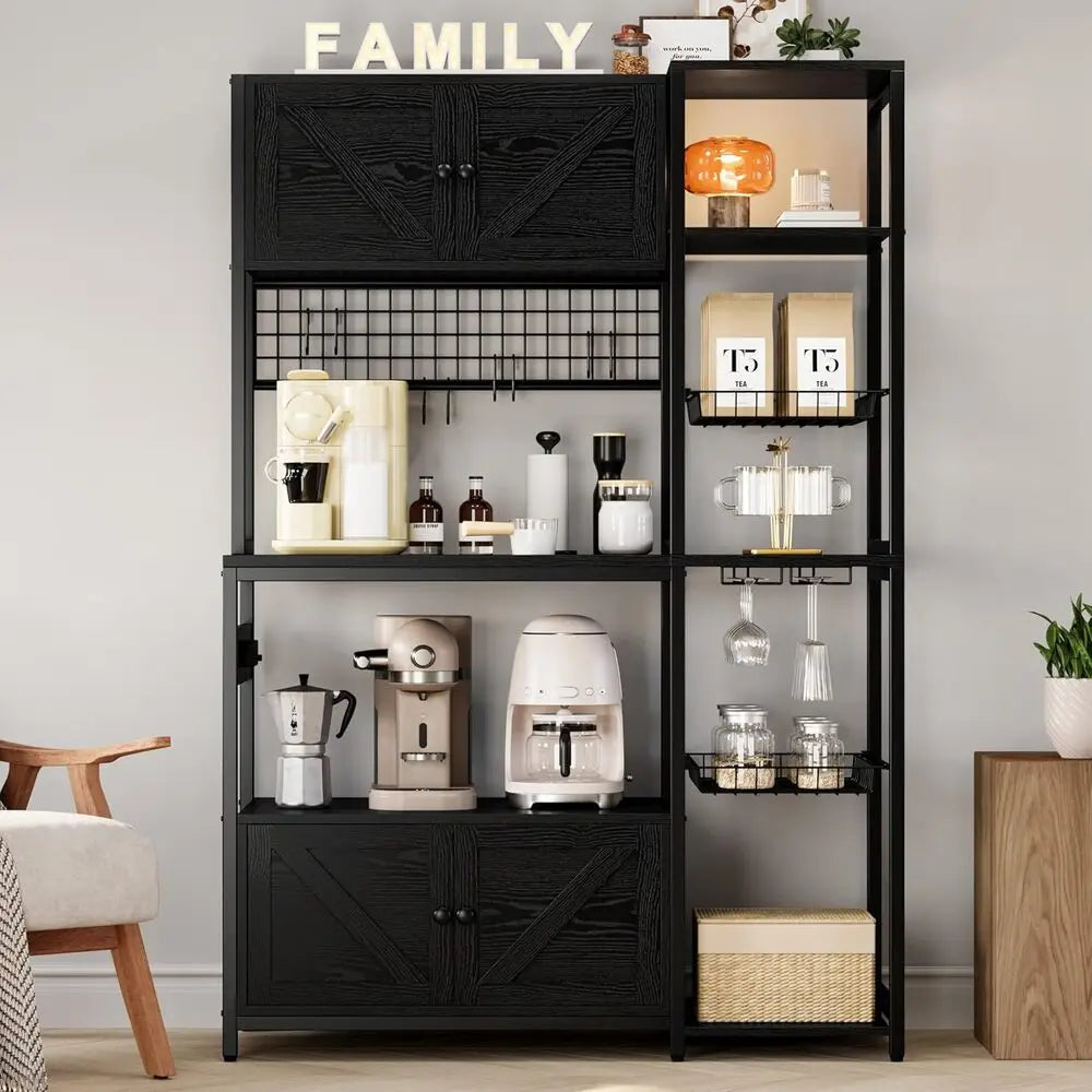 IRONCK Bakers Rack With Storage Cabinets And Power Outlet - Home and Haven Store