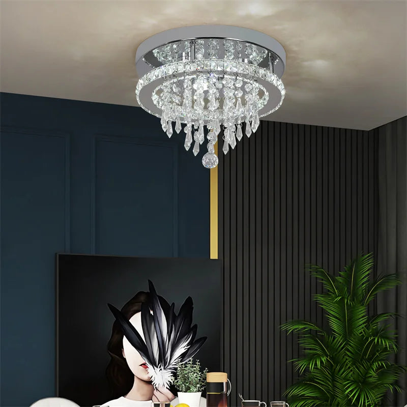 GreeLustr Dimmable Crystal Led Ceiling Light With Remote Control