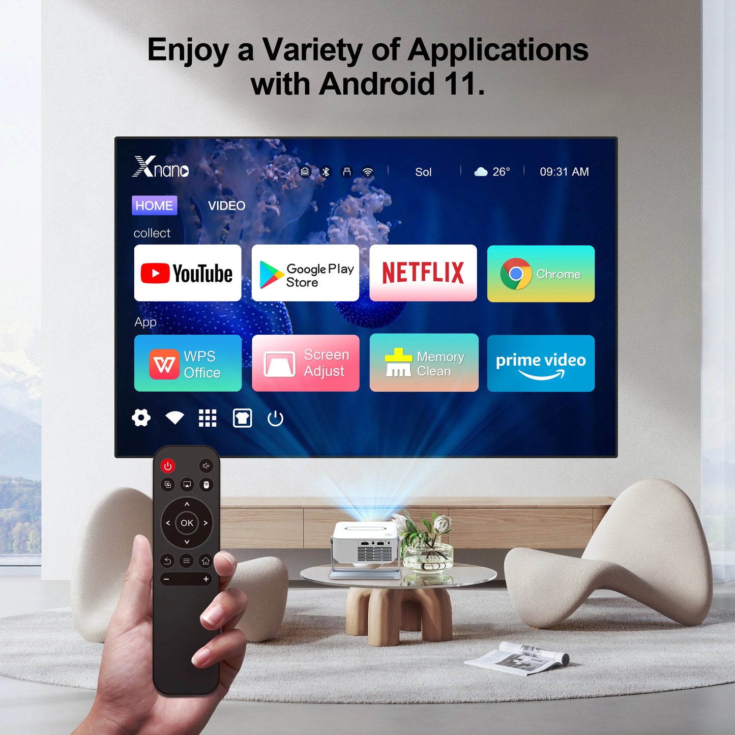XNANO HA109 Mini Projector Android With WiFi6 BT 5.0 - Home and Haven Store