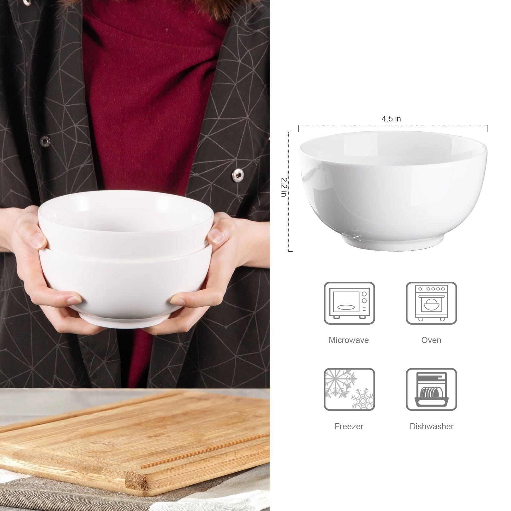 Porcelain Bowls Set 8 Pack Microwave And Dishwasher Safe - Home and Haven Store