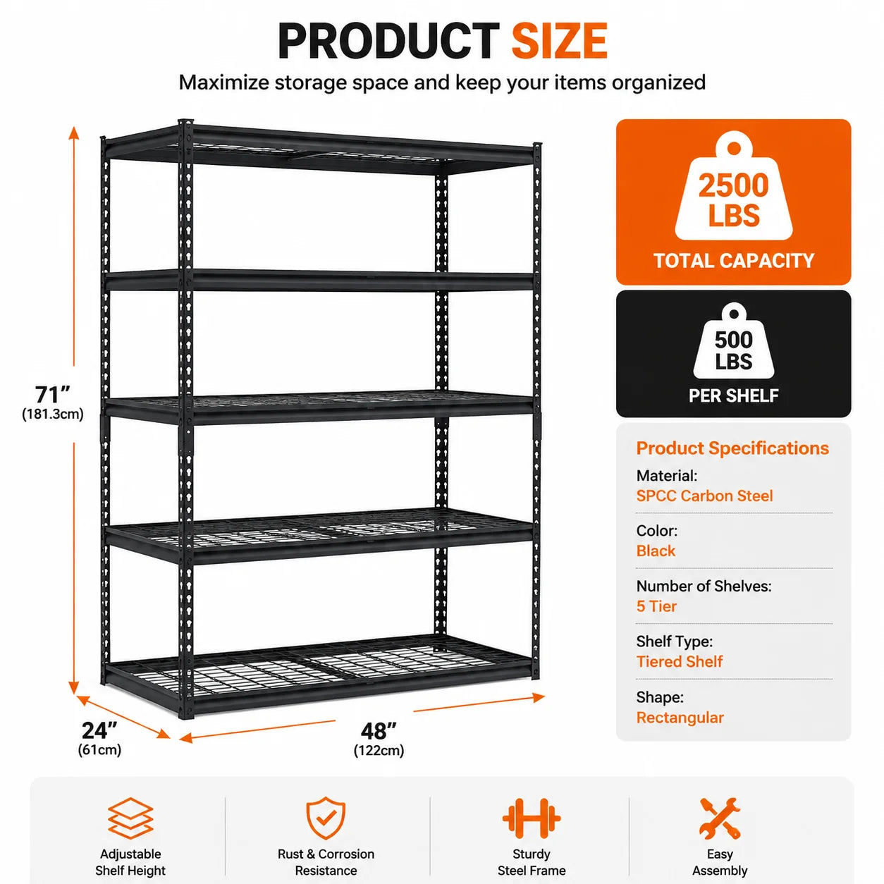 Heavy Duty Steel Storage Rack With Adjustable Shelving System