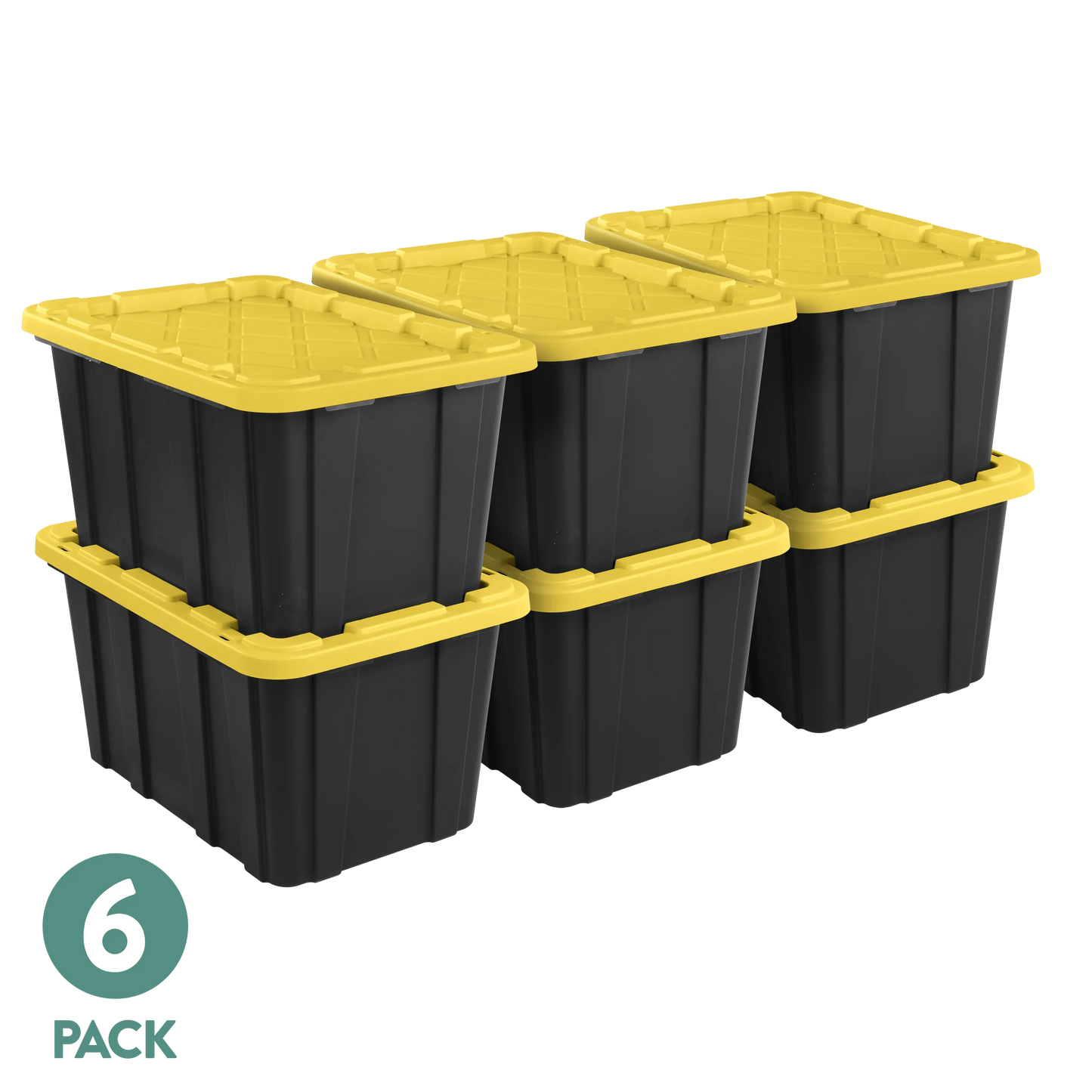 Durable Plastic Storage Tote With Snap On Lid 6 Pack