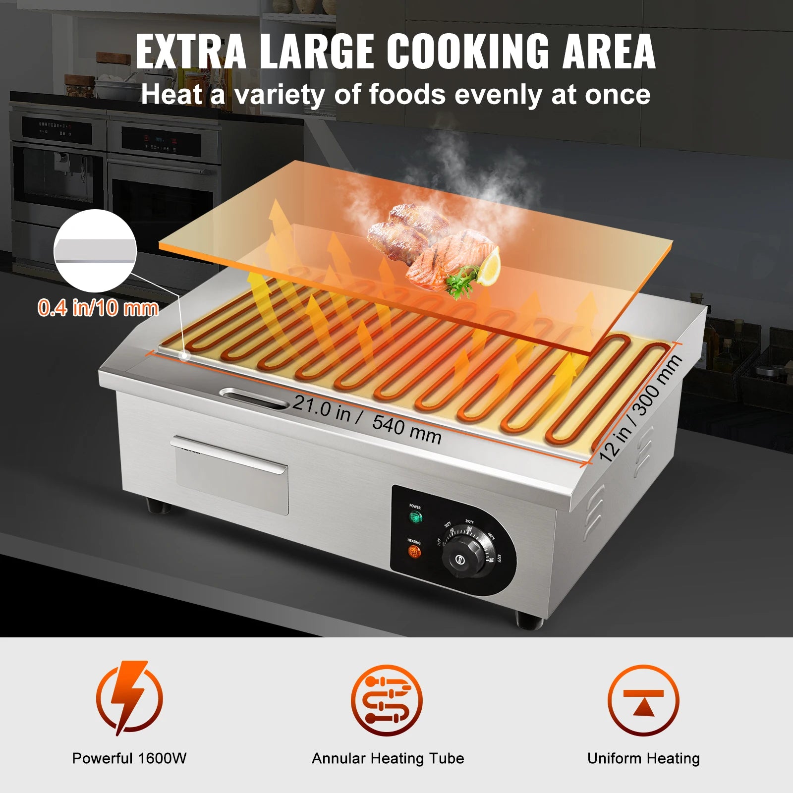 SucceBuy Commercial Electric Grill Teppanyaki Griddle With Temperature Control - Home and Haven Store