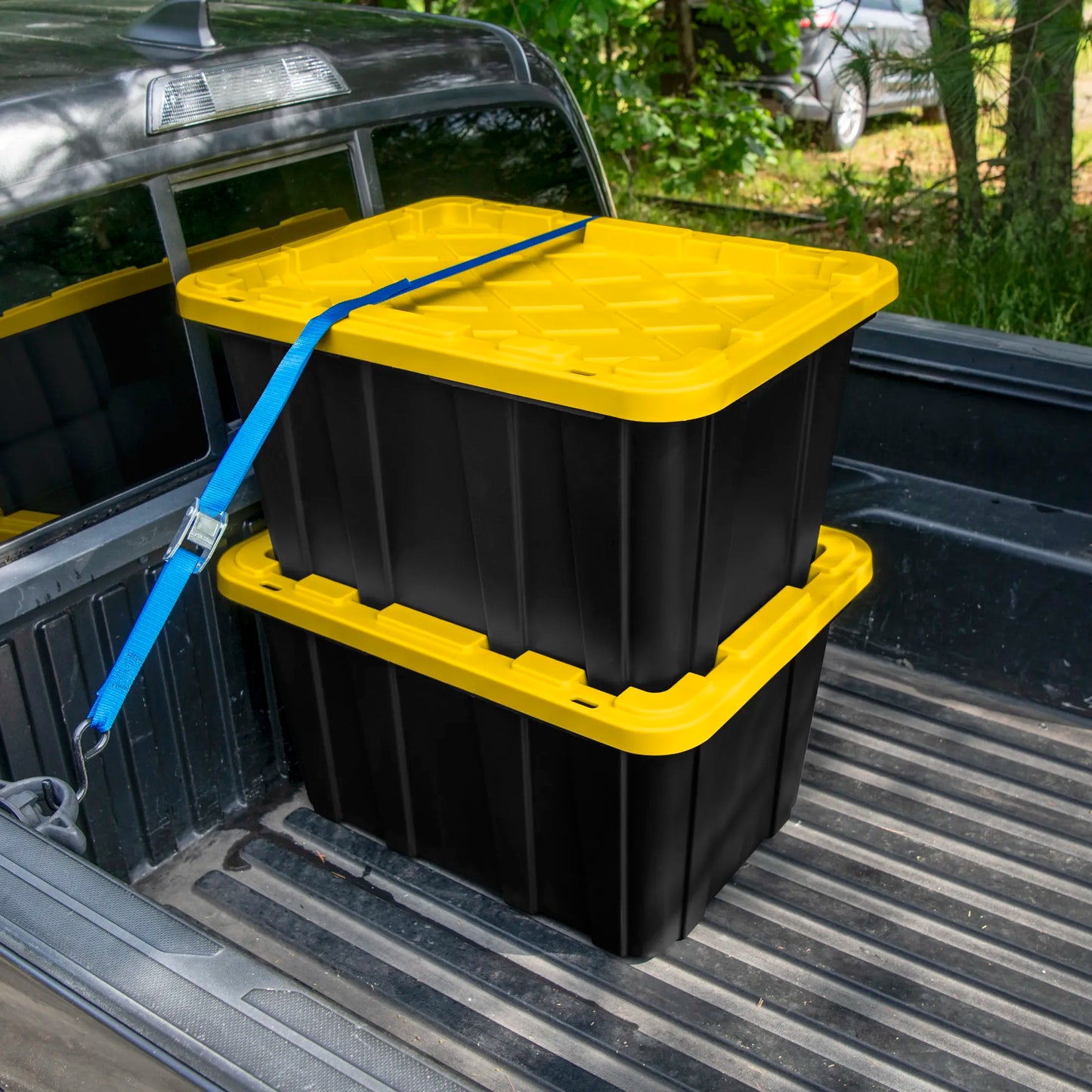 Durable Plastic Storage Tote With Snap On Lid 6 Pack