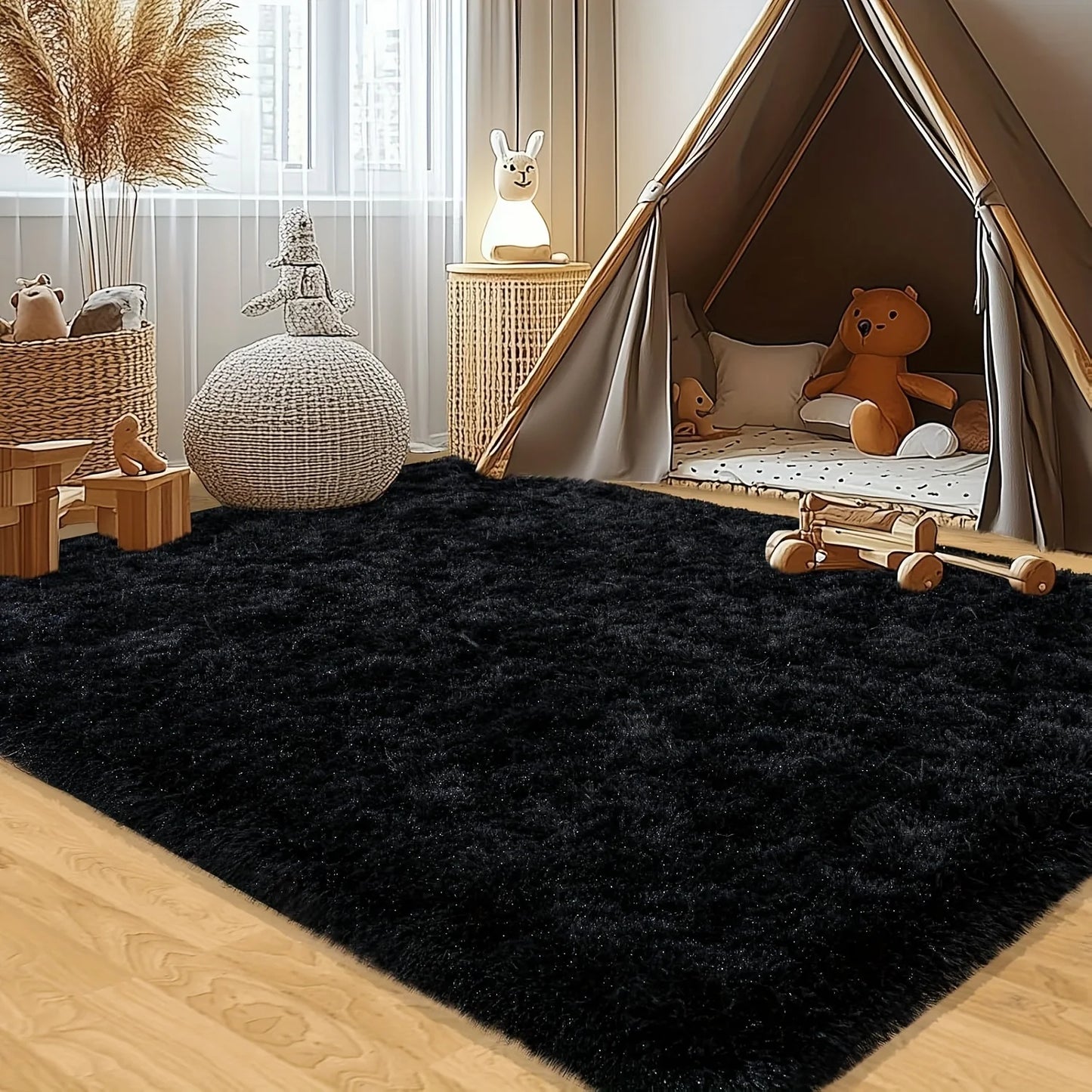 Geometric Plush Area Rug For Living Room 100 Percent Polyester