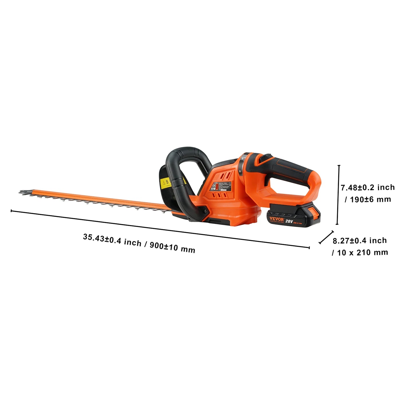 SucceBuy 20V Cordless Hedge Trimmer With Double-Edged Steel Blade