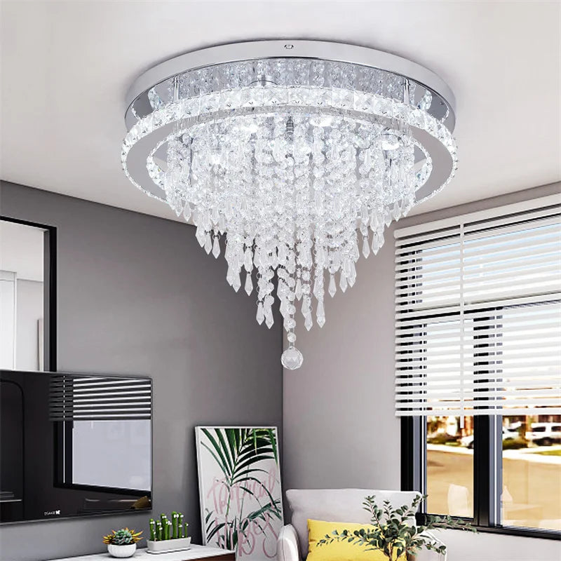 GreeLustr Dimmable Crystal Led Ceiling Light With Remote Control