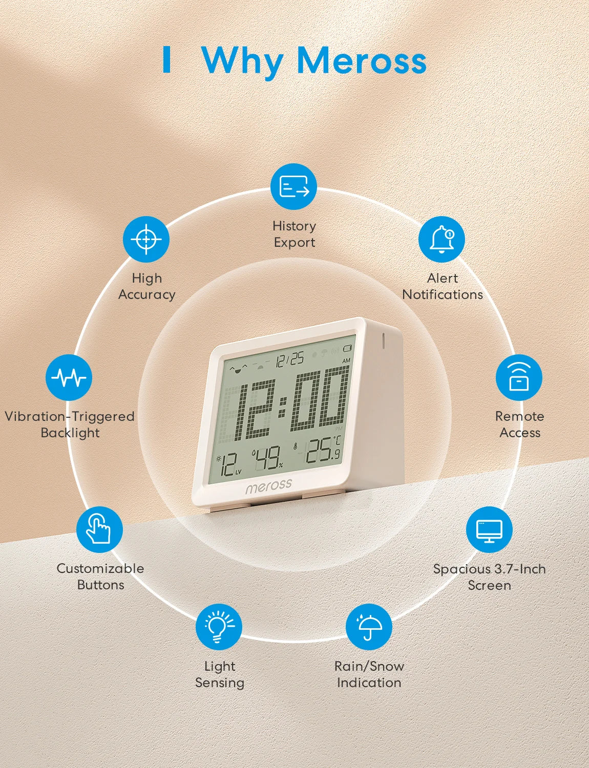 Meross MS130 Matter Temperature Humidity Sensor With Alexa - Home and Haven Store