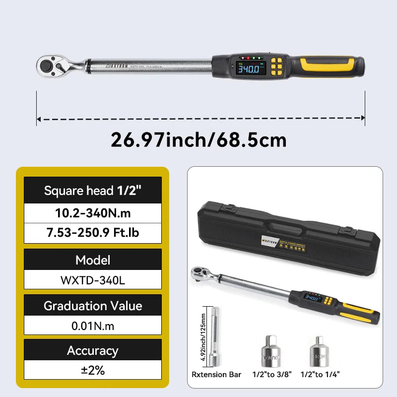 Waxtron Digital Torque Wrench Two Percent Accuracy Automotive - Home and Haven Store