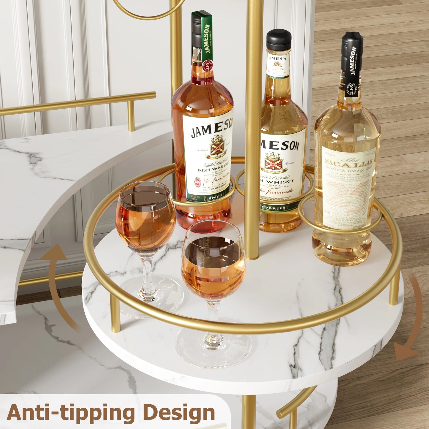 TWISTER.CK Four Tier Bar Cart With Wine Rack On Wheels