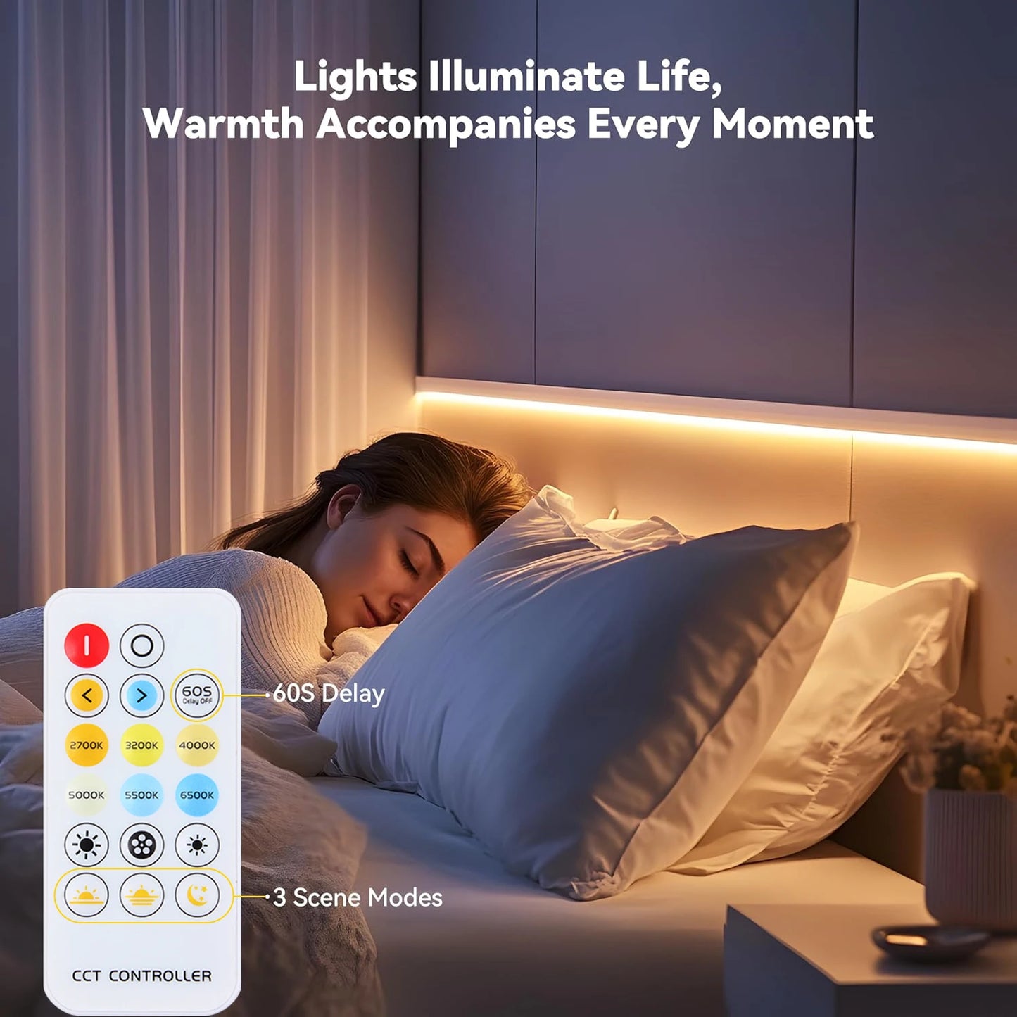 A-Convey Waterproof Dimmable COB LED Strip Lights With Remote