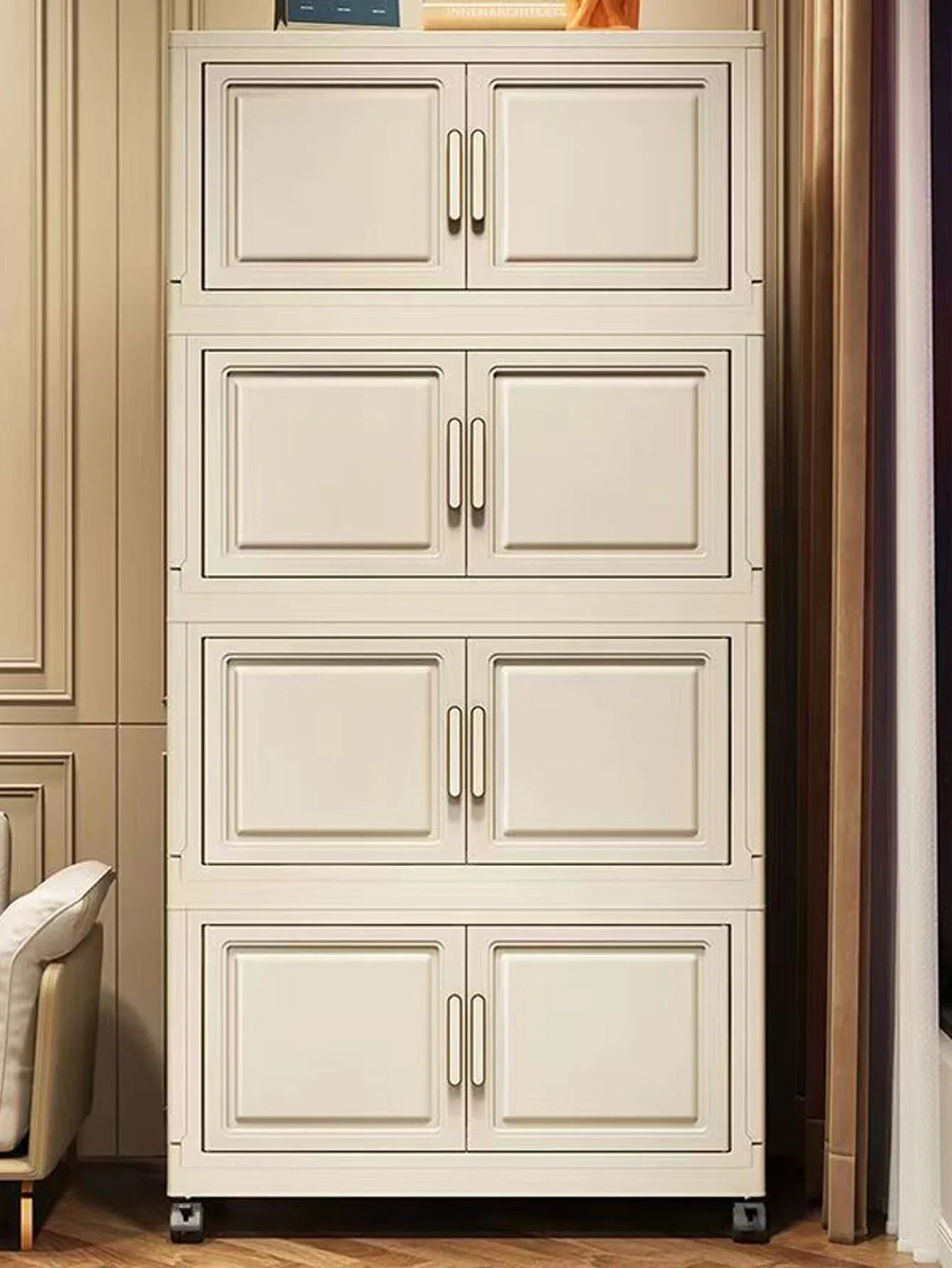 Foldable Plastic Multi Layer Storage Cabinet For Home Organization