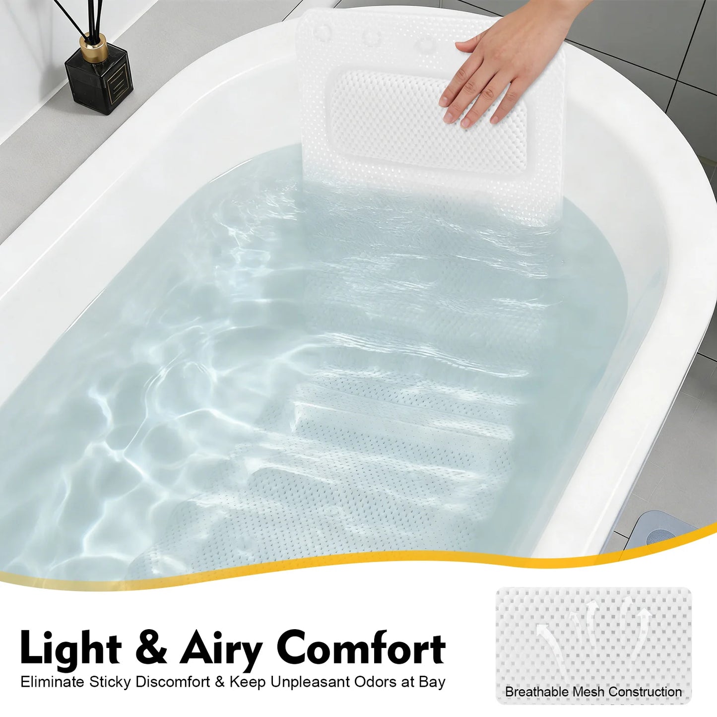 Bathtub Mat With Pillow PVC Bath Cushion Lightweight And Washable - Home and Haven Store