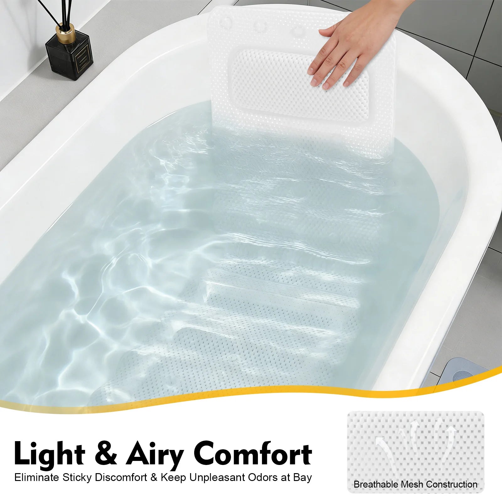 Bathtub Mat With Pillow PVC Bath Cushion Lightweight And Washable - Home and Haven Store