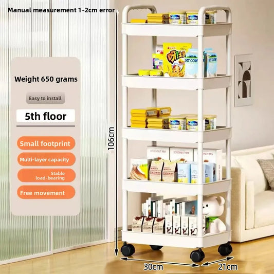 Five-Tier Plastic Kitchen Storage Cart On Wheels For Pantry - Home and Haven Store