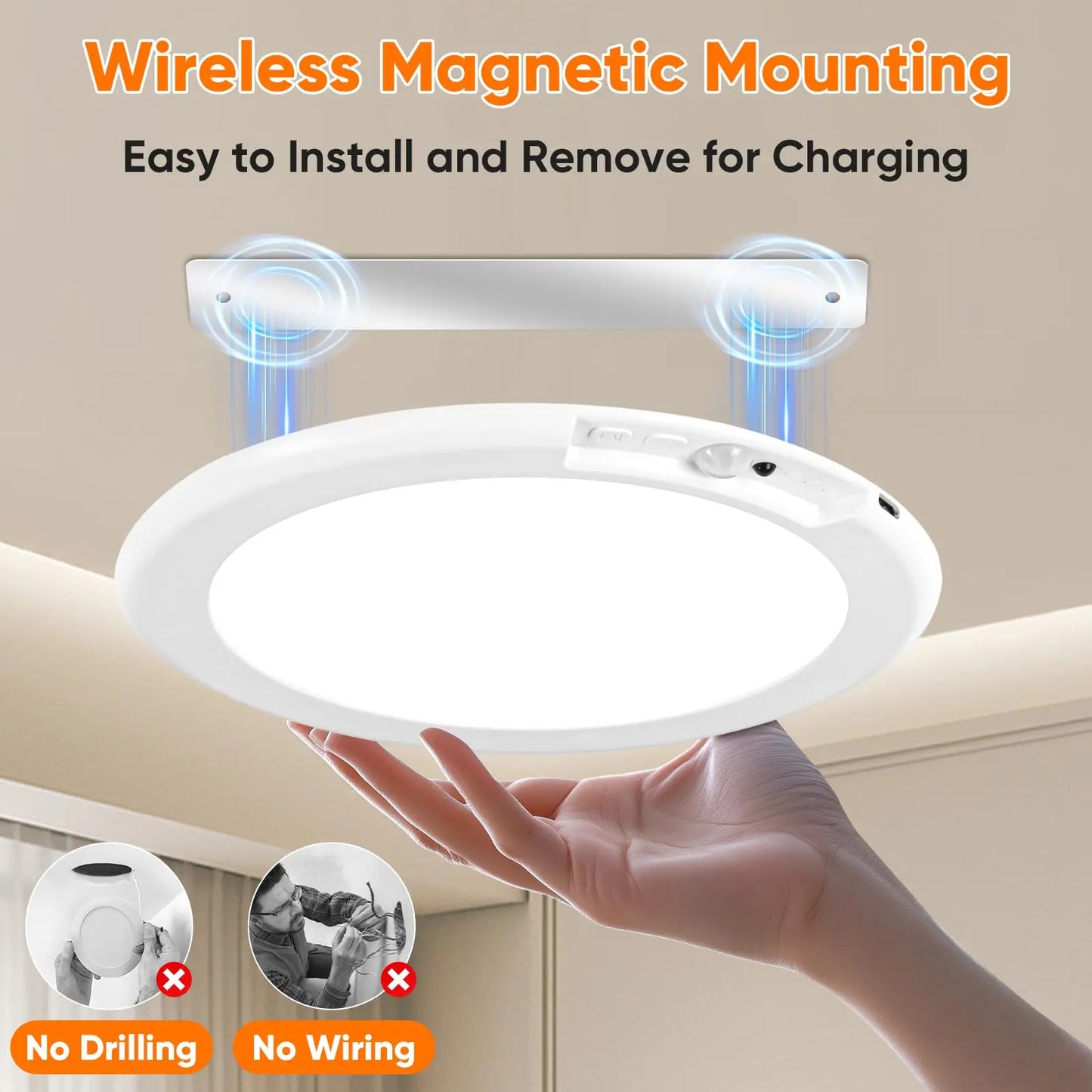 Rechargeable Wireless Motion Sensor Ceiling Light With Remote