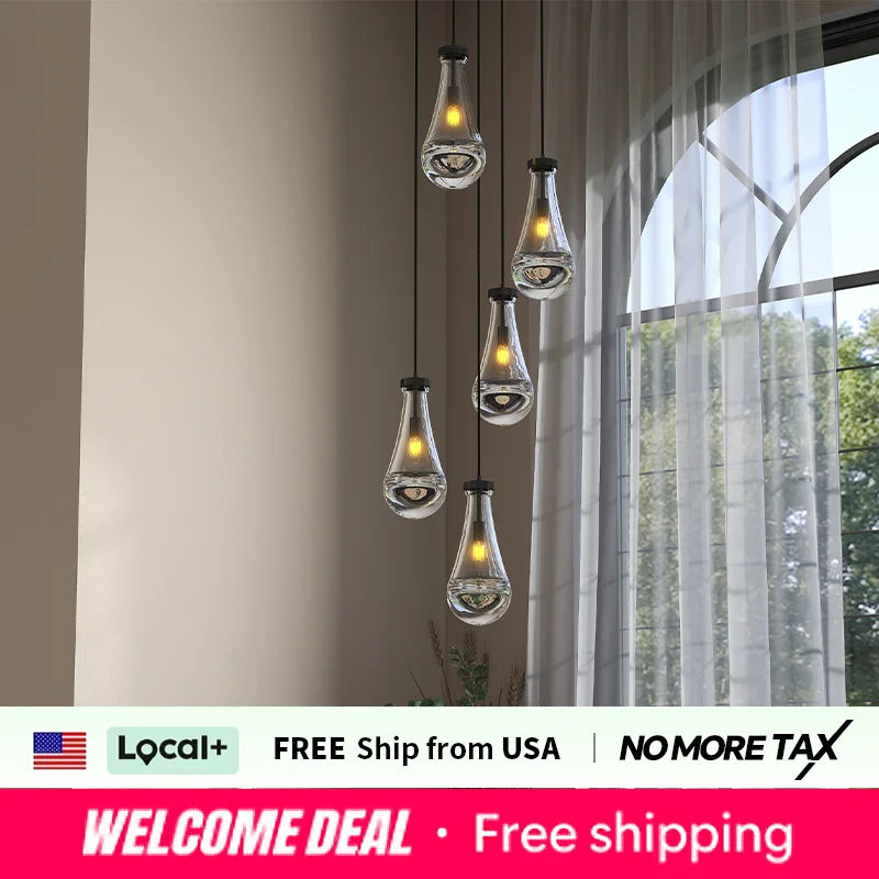 Zhikea 5 Light Adjustable Cord Pendant Chandelier For Living Room