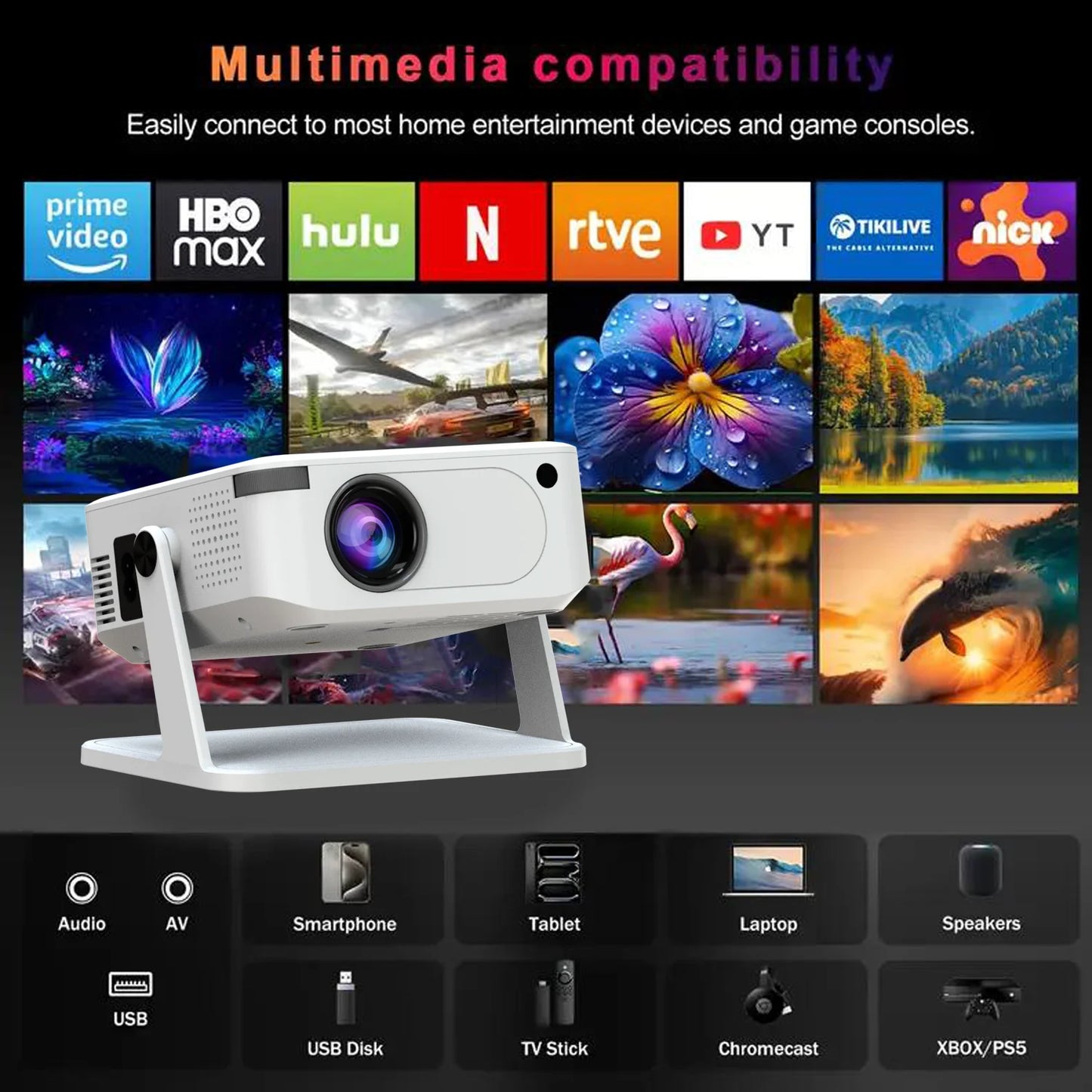 Xnano Android Projector 300 ANSI Lumens With HDMI Wireless