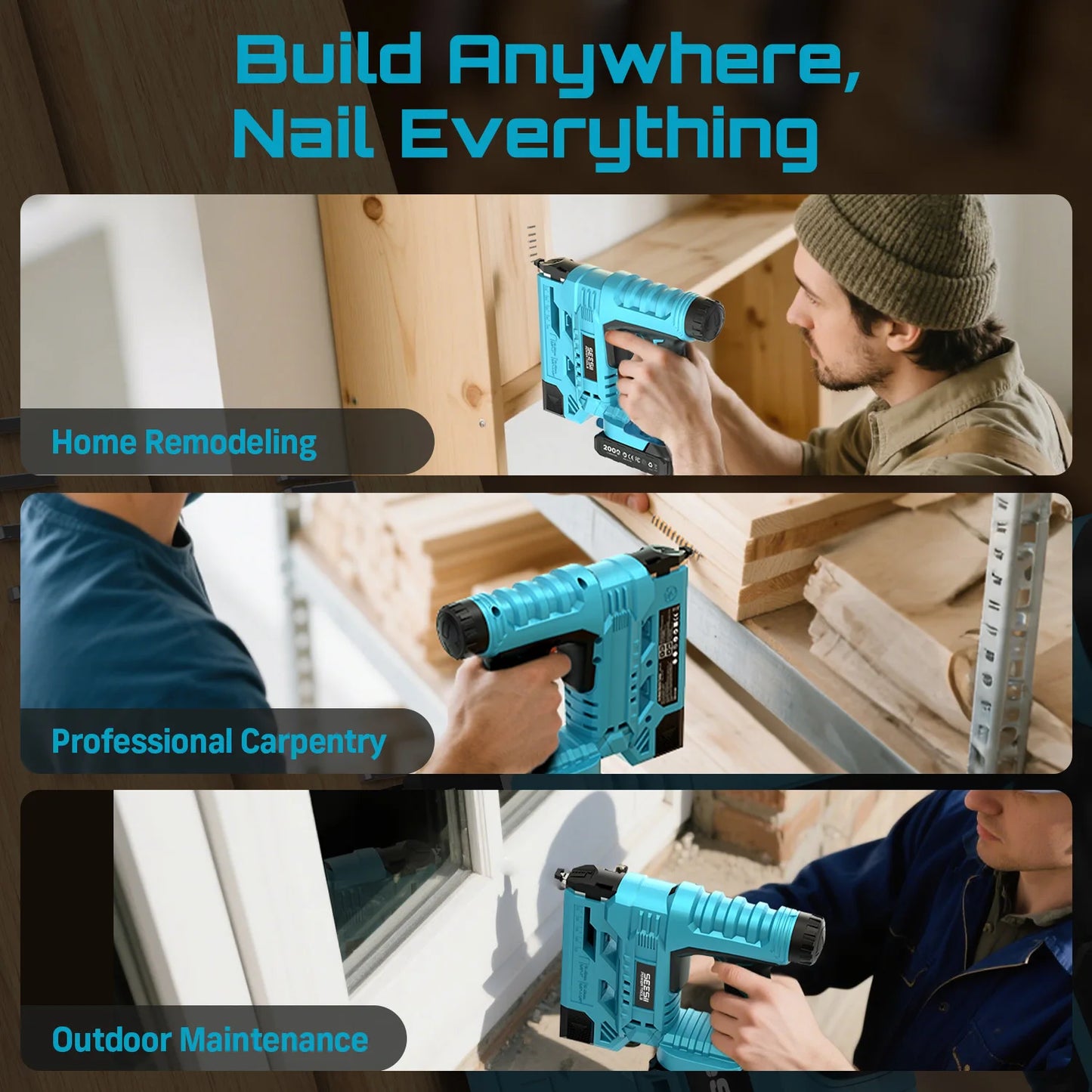 Seesii Cordless Brad Nail Gun With 1000 Nails And Batteries