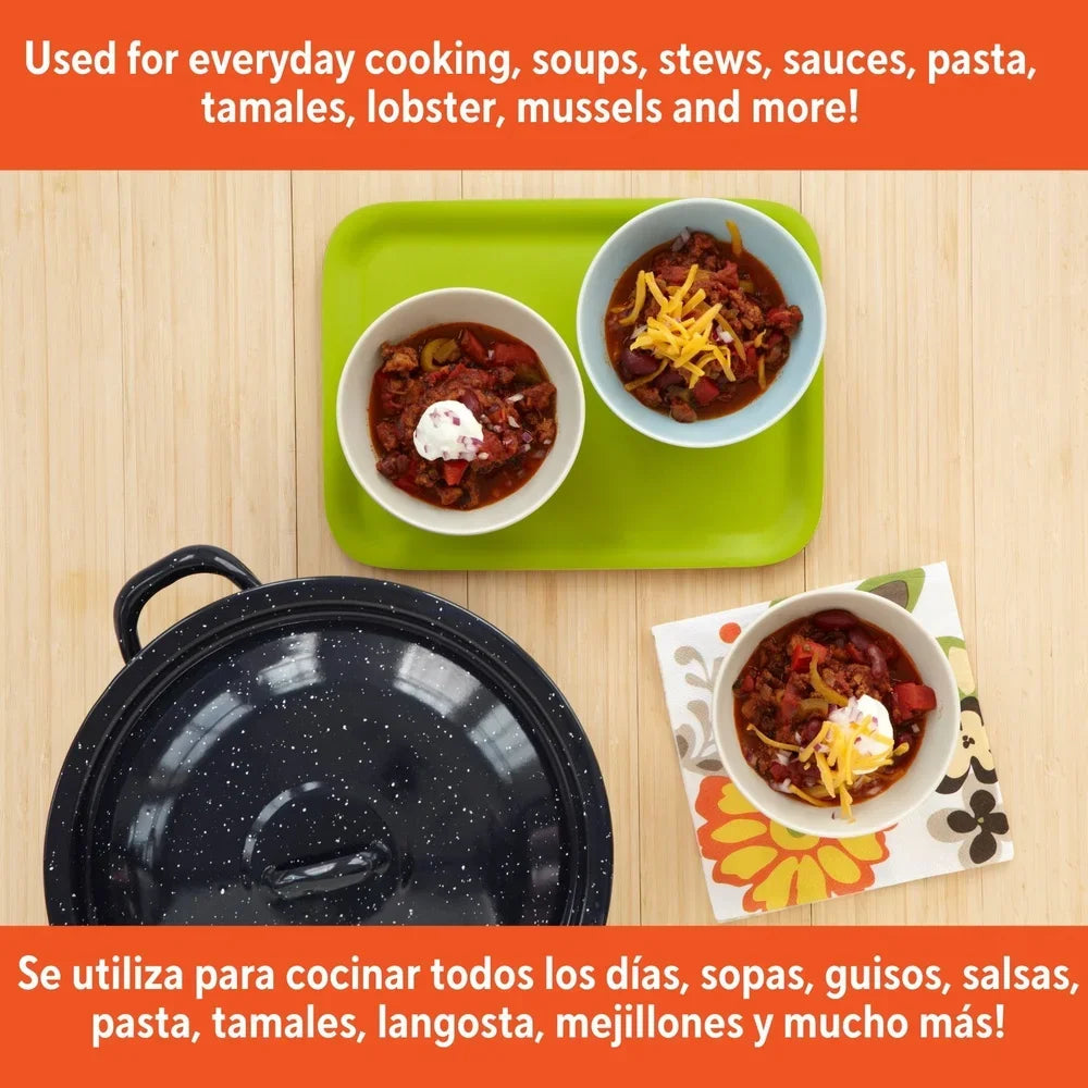 Enamel Stock Pot Durable Steel Oven Safe With Double Handles