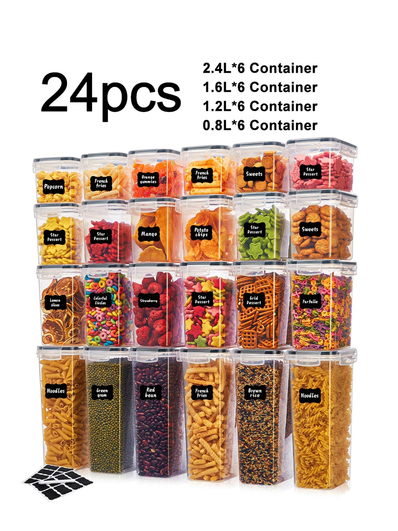 Airtight Food Storage Containers With Labels 24 Piece Set - Home and Haven Store