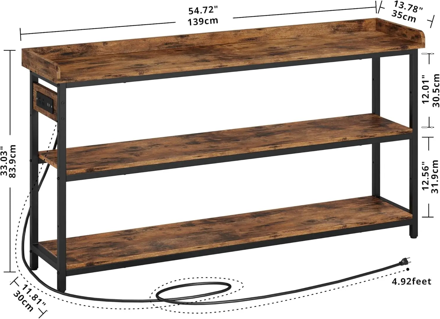 IRONCK Console Table With Power Outlet Farmhouse Hallway Entryway Table - Home and Haven Store