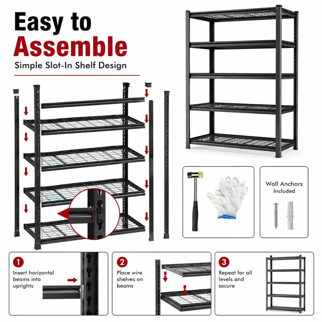 Heavy Duty Adjustable Metal Storage Shelving Rack For Home