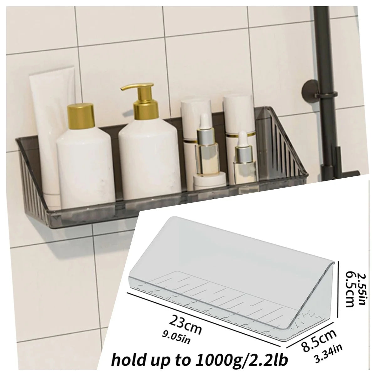Drill Free Wall Mounted Aluminum Bathroom Storage Shelf