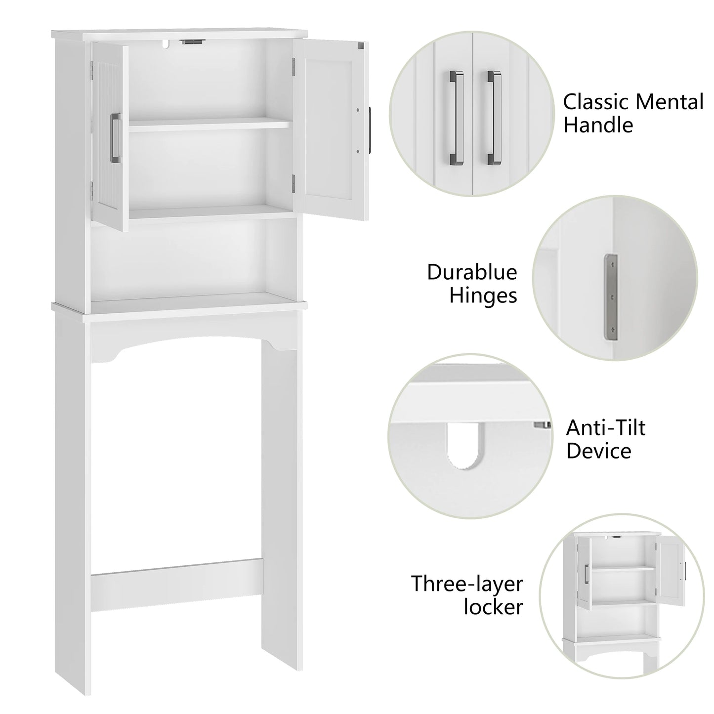 HiMISS Over The Toilet Storage Cabinet With Double Doors - Home and Haven Store