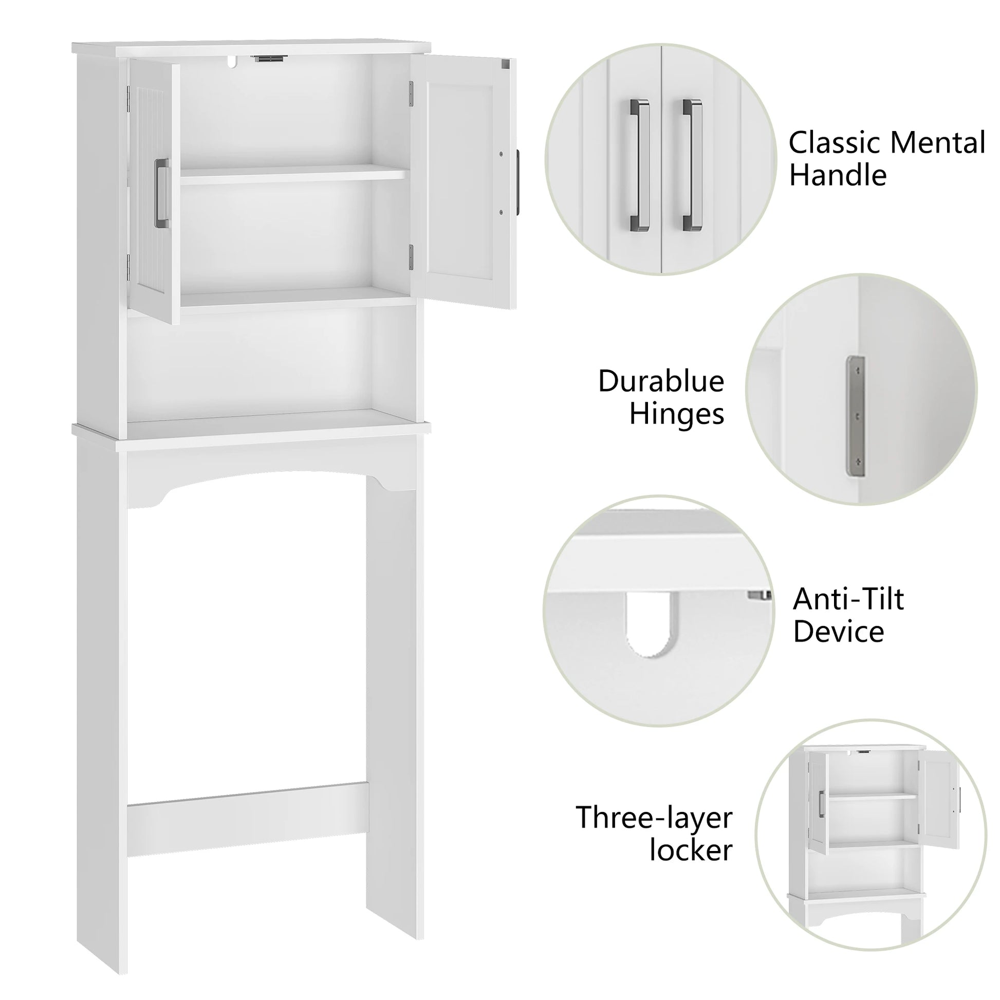 HiMISS Over The Toilet Storage Cabinet With Double Doors - Home and Haven Store