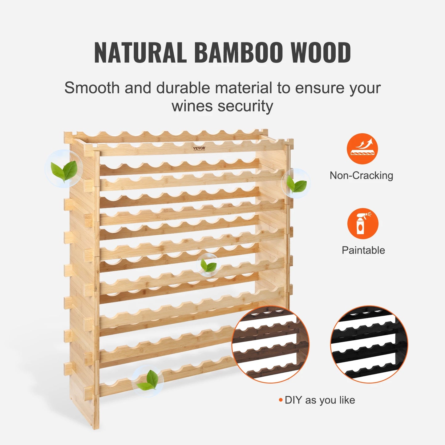 SucceBuy 8 Tier Bamboo Stackable Wine Rack Free Standing Storage - Home and Haven Store