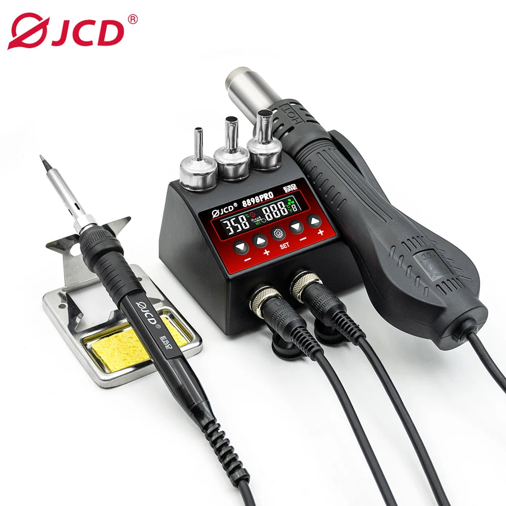 JCD 8898Pro 2-in-1 Soldering Station With Hot Air Gun LCD