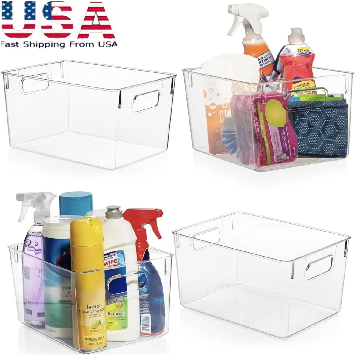 Stackable Plastic Storage Bins For Pantry And Kitchen Organization