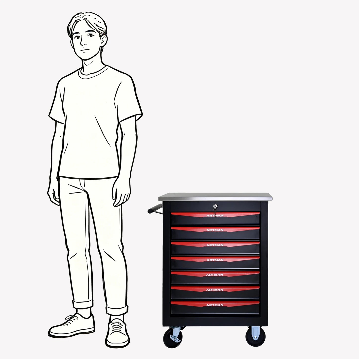 ARTMAN 7 Drawer Rolling Tool Box Cabinet, Heavy Duty Cart - Home and Haven Store