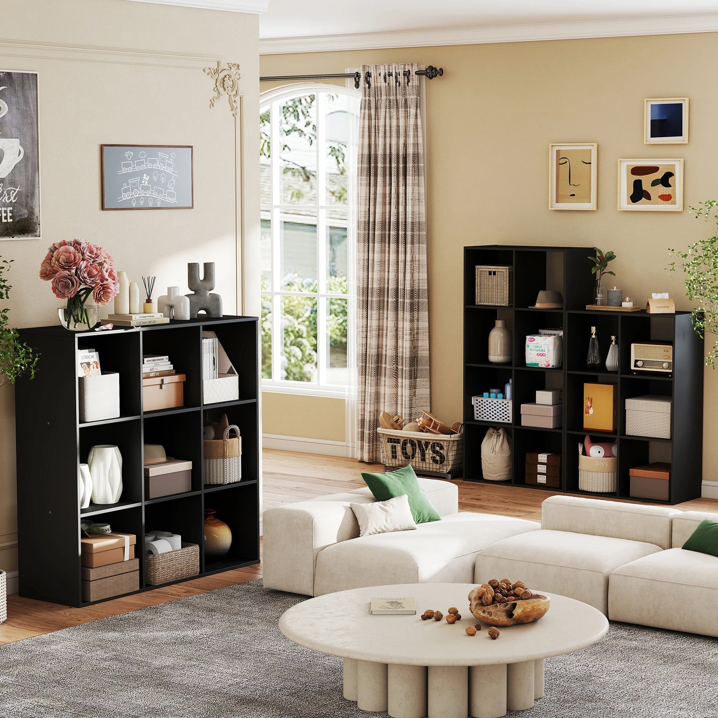 JHK Modern Wooden 9 Cube Storage Organizer Bookshelf Unit