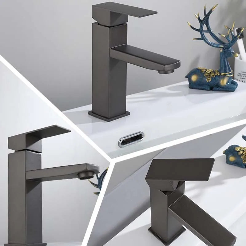 304 Stainless Steel Square Deck Mounted Faucet For Cold And Hot Water Bathroom